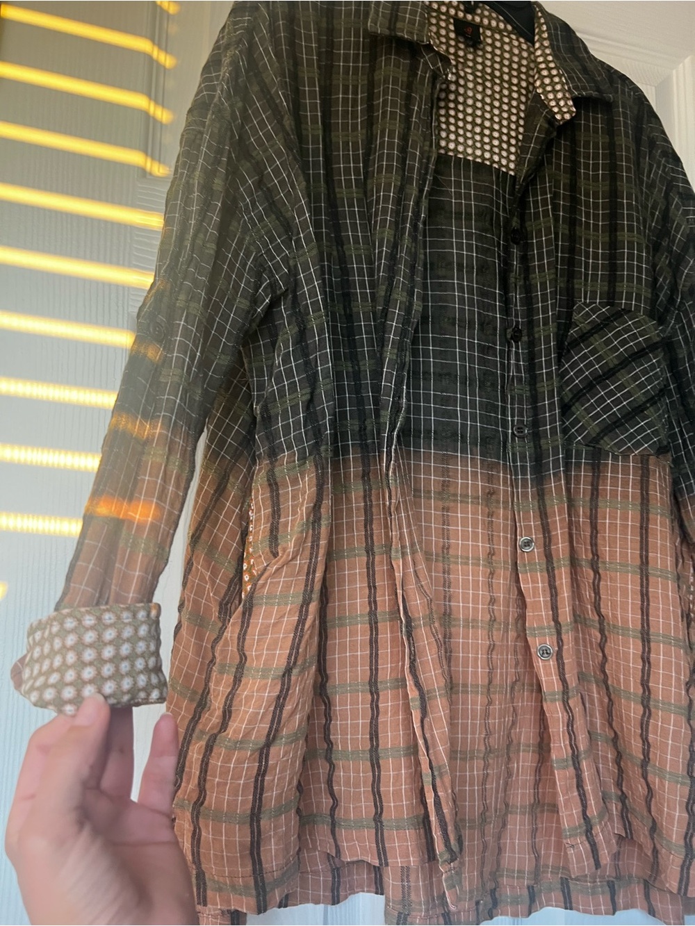 Plaid Ombre Button-Front Women's Shirt
